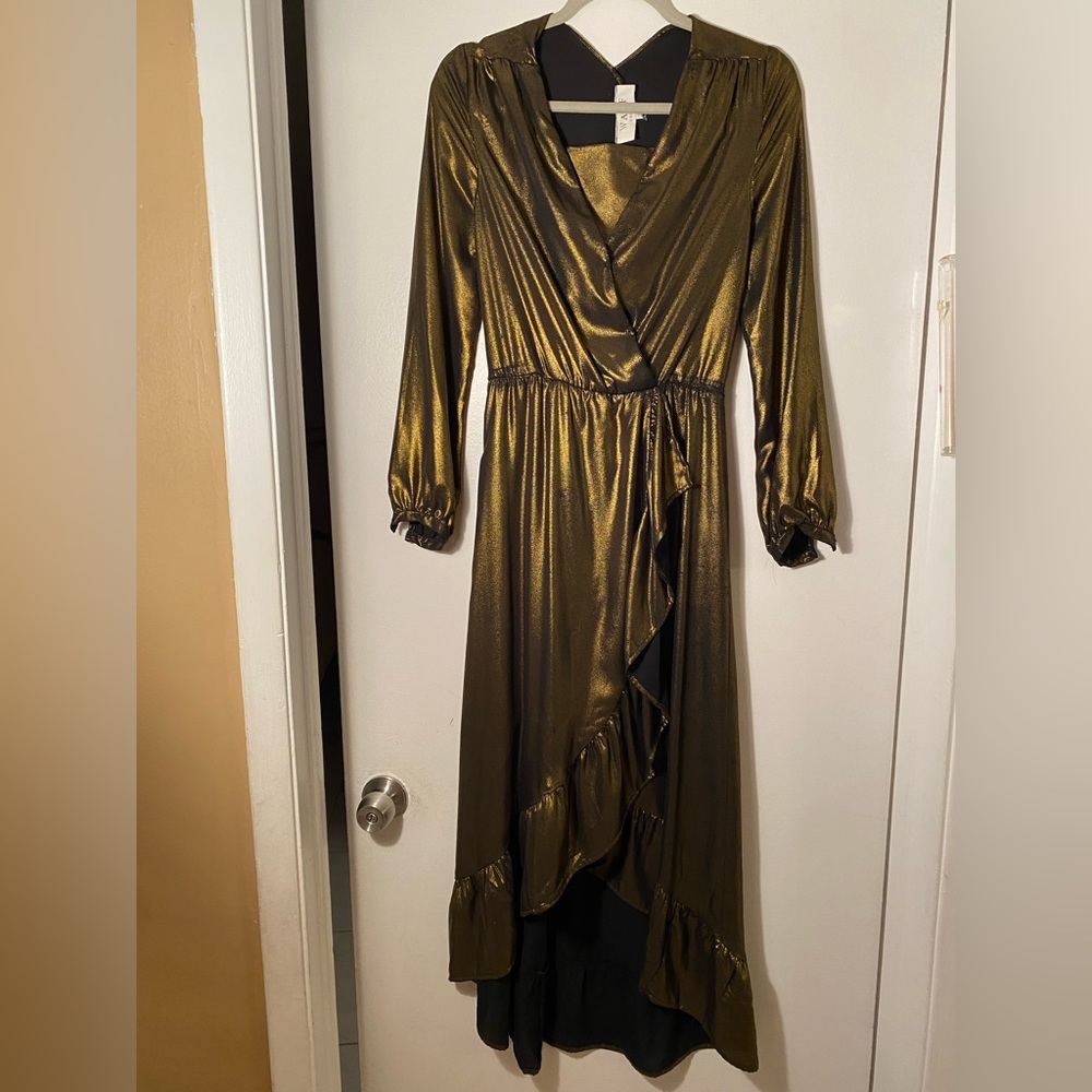 WAYF women’s gold metallic party dress size xs